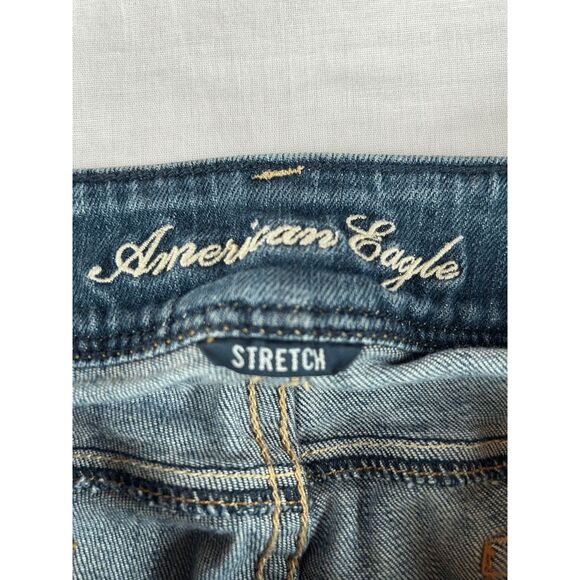 Women's American Eagle Stretch Bootcut, Ripped Jeans, Size 8, Medium Wash, - Picture 2 of 8